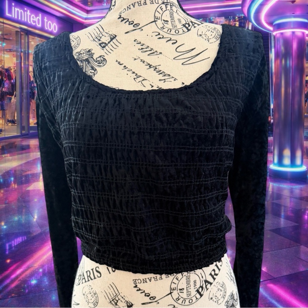 Y2K Jazz Sport Black Velvet
Smocked Crop Top Size L